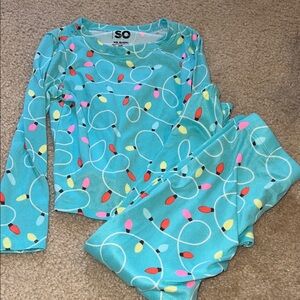 SO Kids Pajama Set - Teal with Colorful Lights